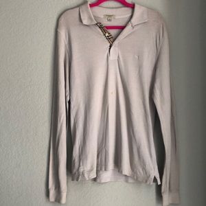 Burberry Mens beige  long sleeve polo shirt Size S